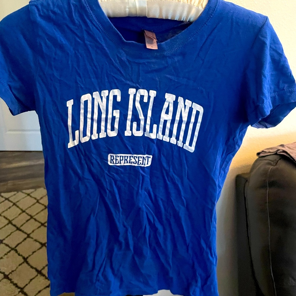 Long Island blue crop top, size small